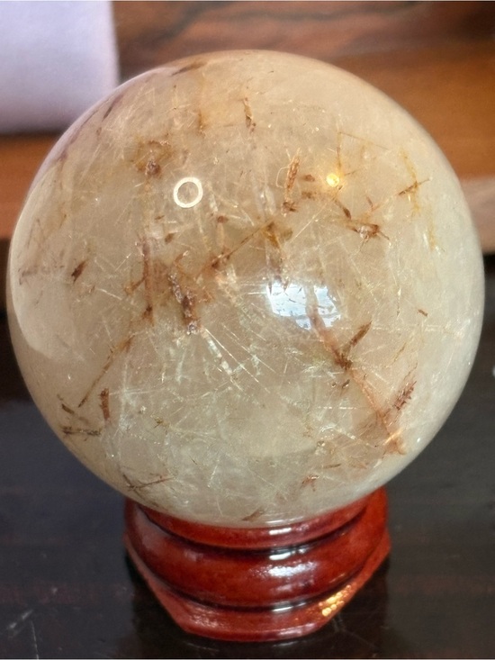Earth Other - Earth Cream and Brown Rutilated Quartz Decorative Sphere